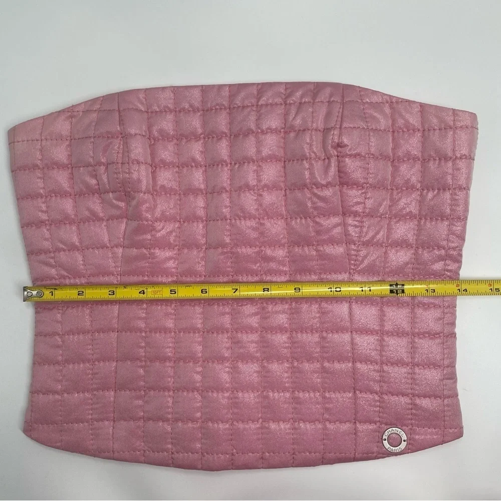 Vintage Chanel Bustier Corset Top Pink Quilted Strapless Spring 2001 Runway 38